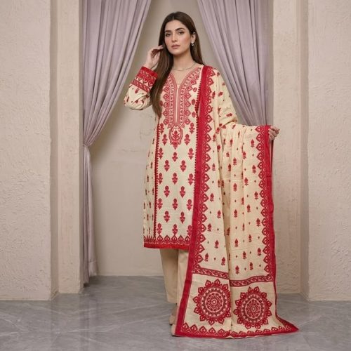 Ivory Rose Embroidered Lawn 3-Piece