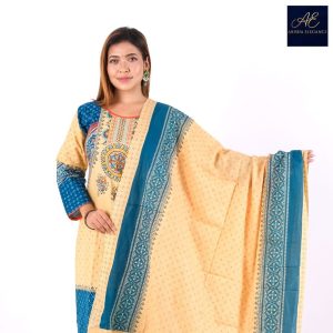 Butter Yellow Tribal Block-Print Three-Piece