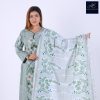 Sage Green Floral Embroidered Three-Piece