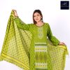 Olive Green Butik Print Three-Piece